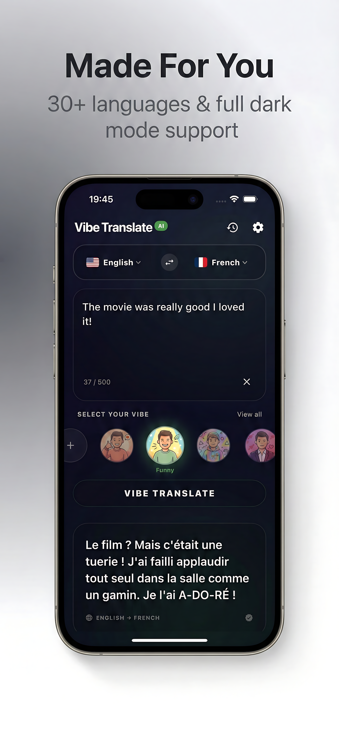 Dark mode French translation