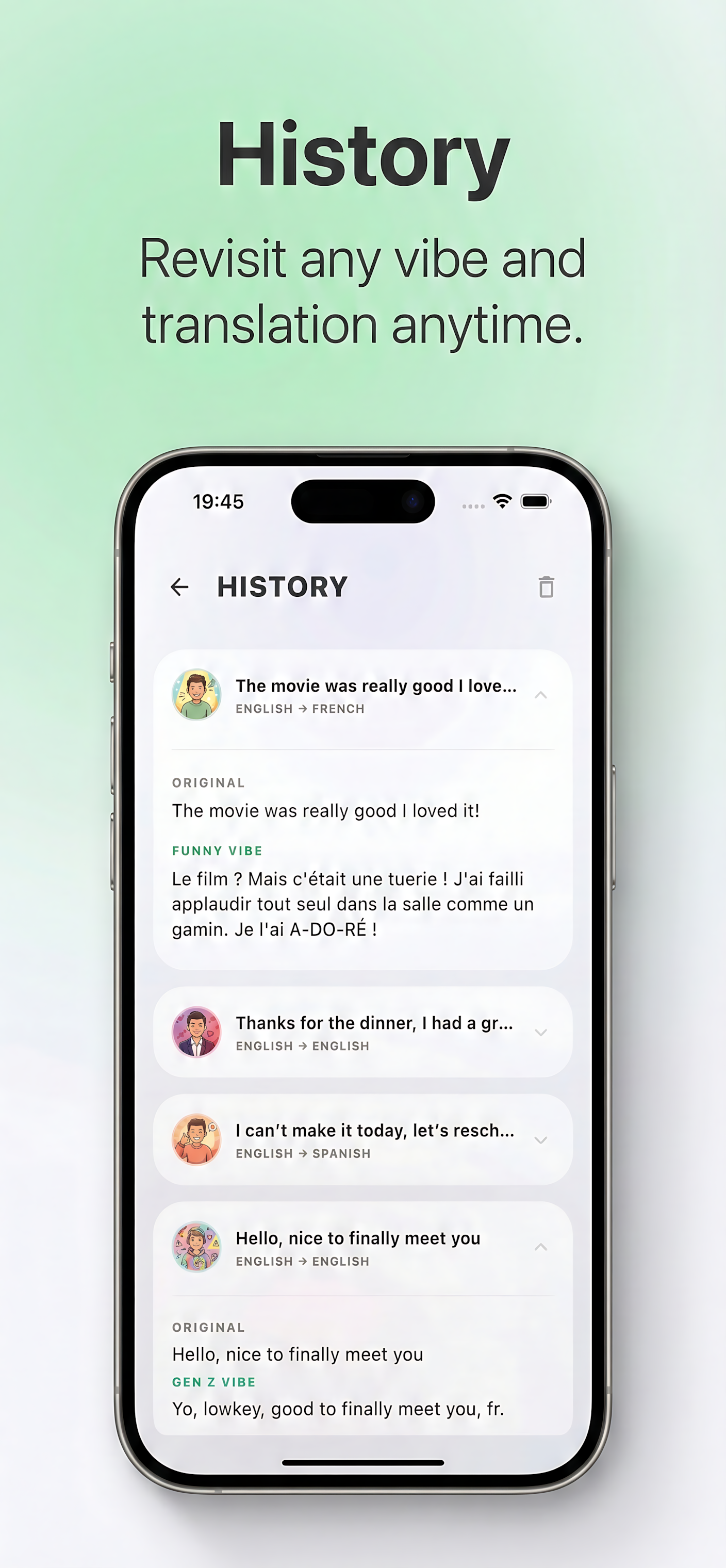 Translation history